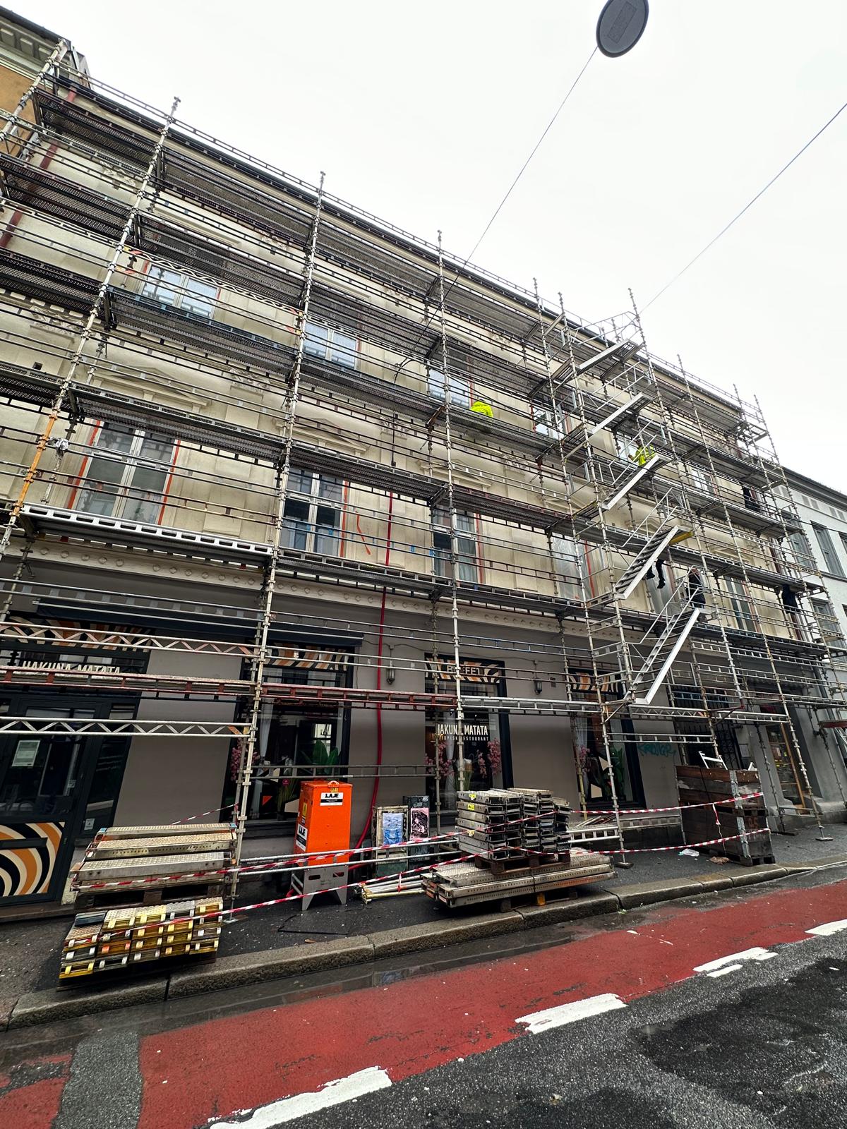 Møllergata 38 fasaderehabilitering - under arbeid 1